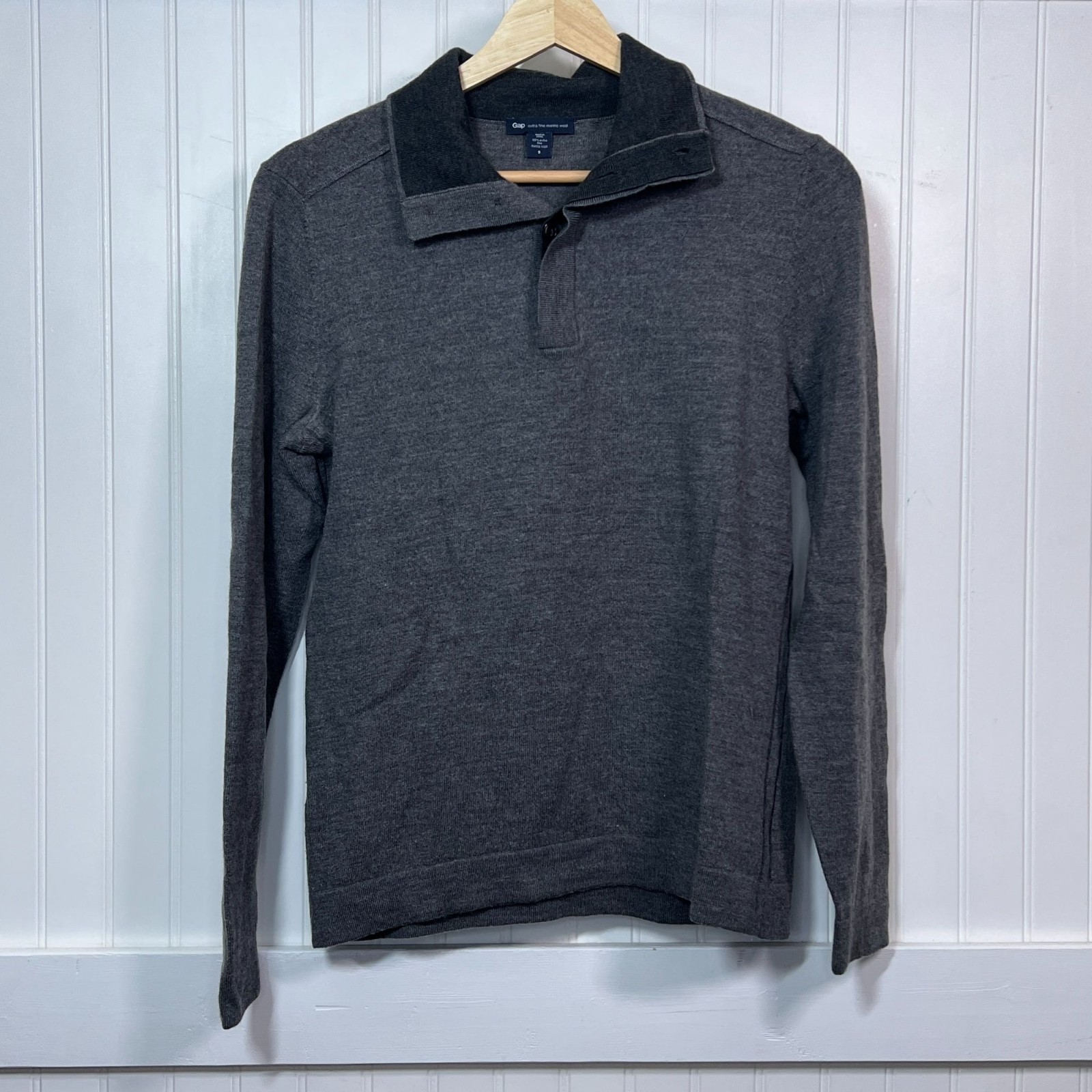 Gap Gray Polo 1/4 Zip Collared Pullover Sweater L… - image 2
