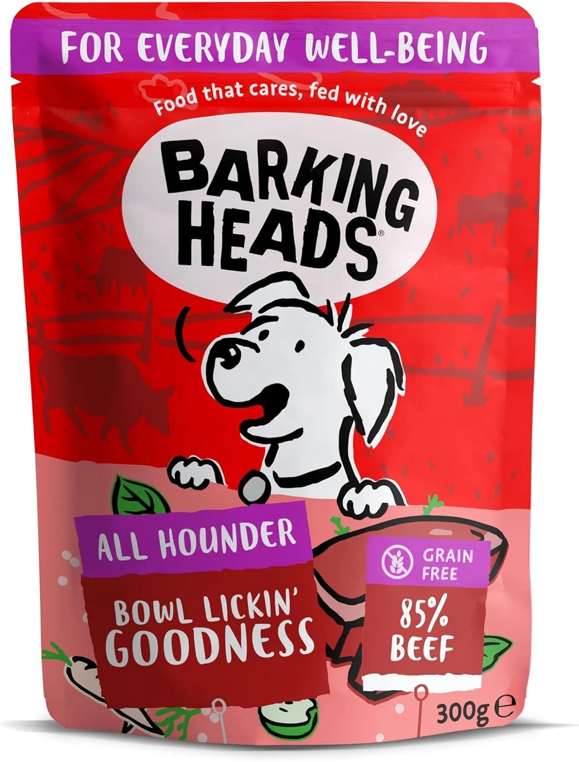 Barking Heads Wet Dog Food - Beef Waggington - No Artificial Flavours - Grain-Fr