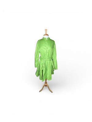 Tibi Green Poplin Long Sleeve Shirt Dress Size 10 Mini Polyester