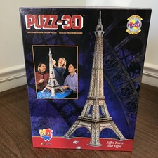 Puzz 3D Eiffel Tower Paris France Puzzle 703 Pieces Wrebbit Vtg 1995