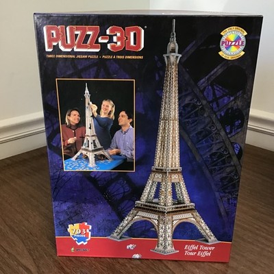 Puzz 3D Eiffel Tower Paris France Puzzle 703 Pieces  Wrebbit Vtg 1995