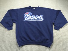 New England Patriots Sweatshirt X-Large Blue Vintage 90s Tultex Mens