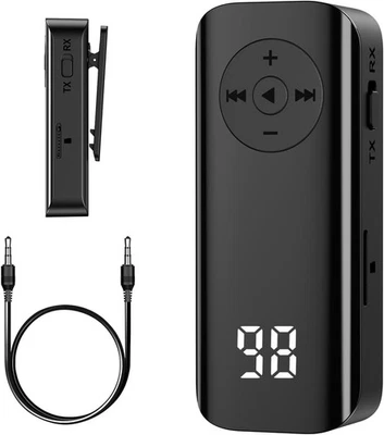 OQIMAX Bluetooth Sender Klinke Bluetooth Adapter, 2 in 1 Blue-Tooth 5.3 Transmitter