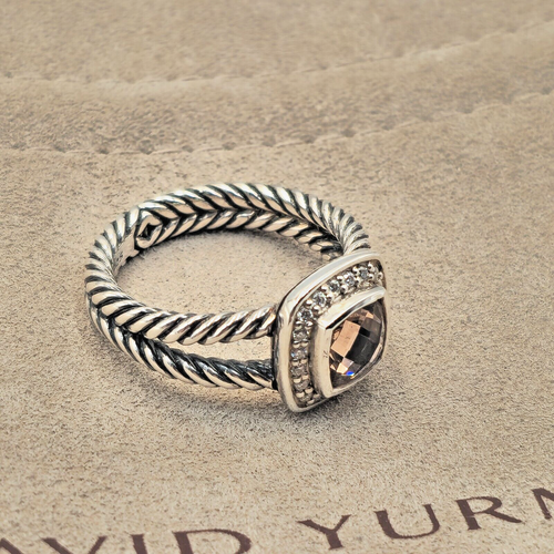 David Yurman Petite Albion Ring With Morganite and Diamonds Size 9 - 第 2/5 張圖片