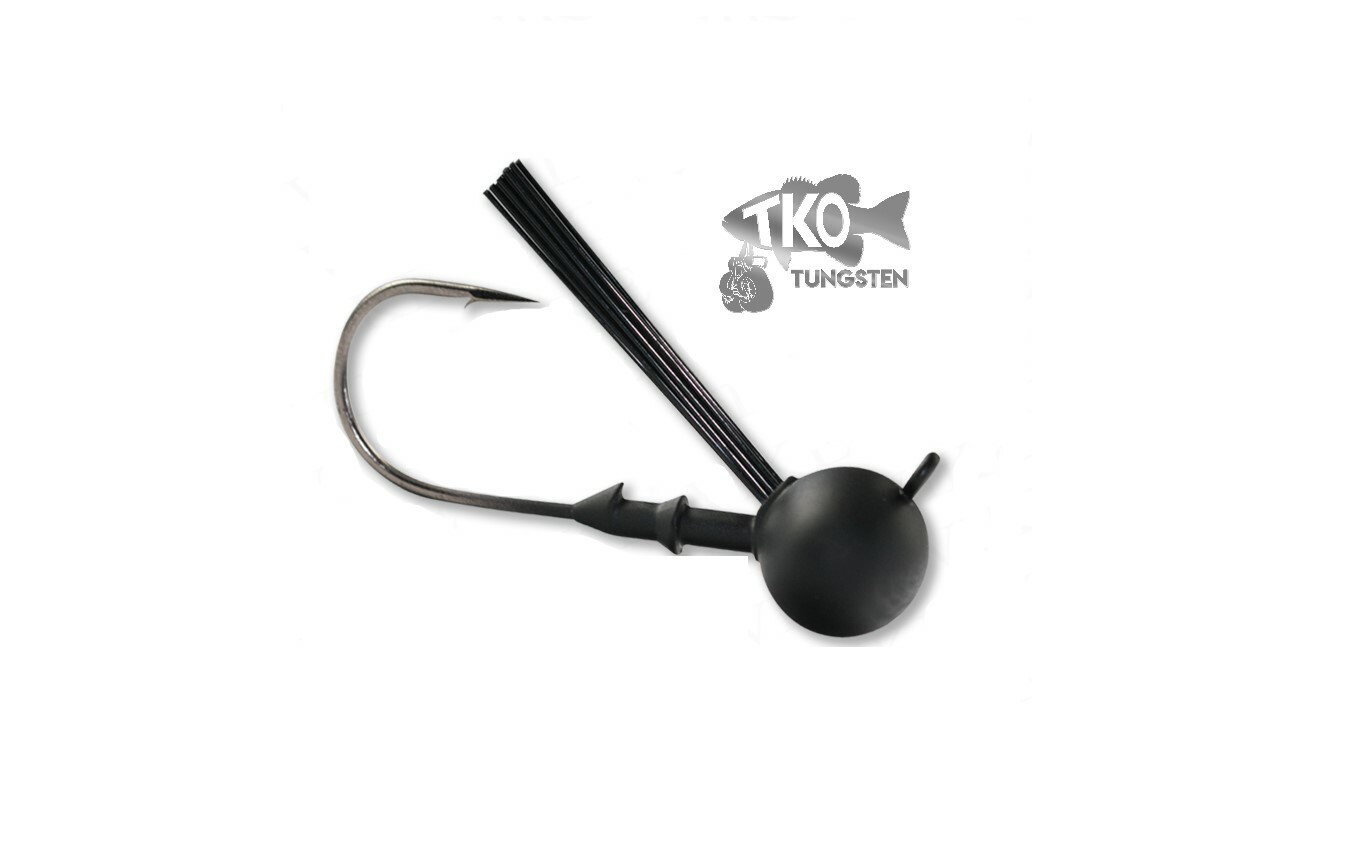 *TKO Tungsten weedless FOOTBALL jig heads MATTE BlackNO Chip 2 sizes 4