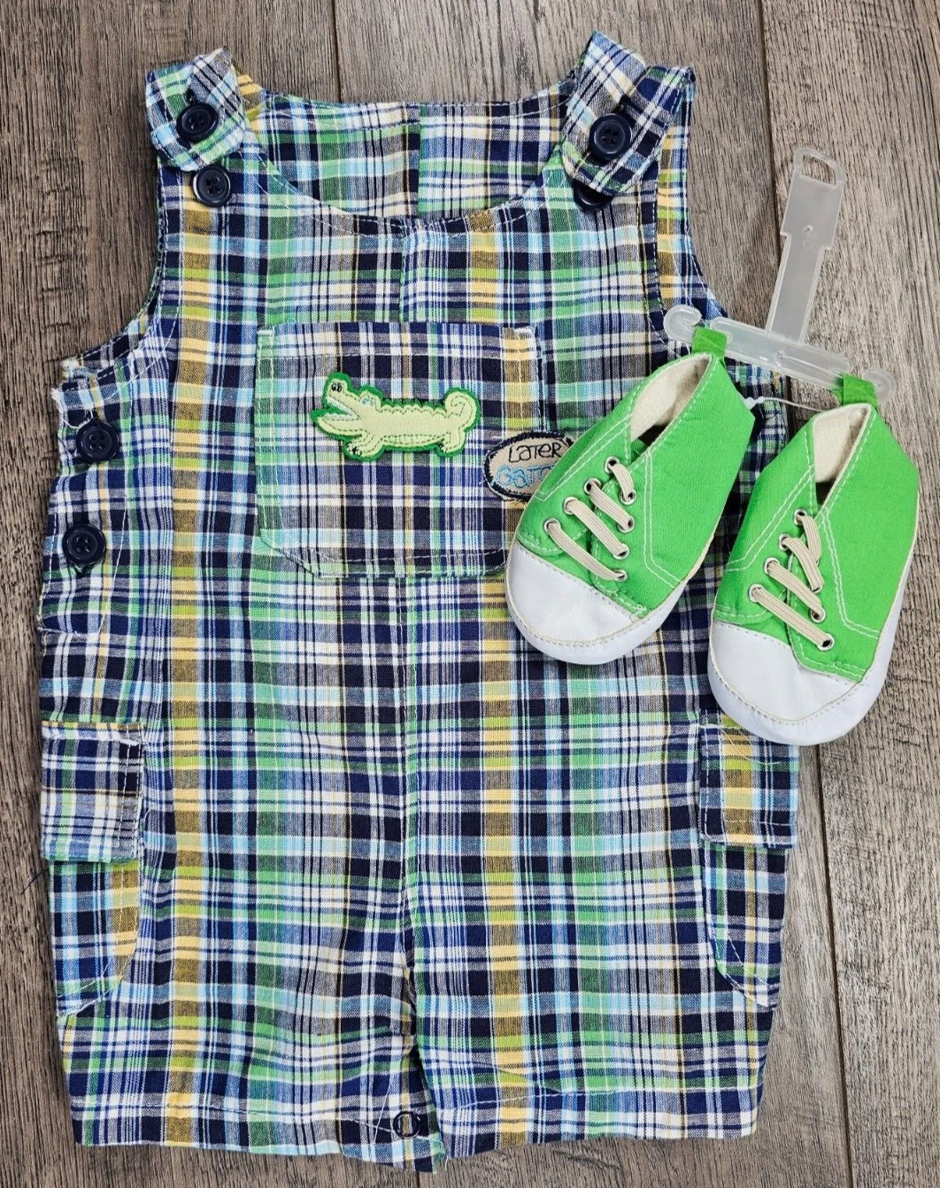 Baby Boy Clothes Nwot Vitamins Baby 3 Month 2pc Gator Romper Outfit & Shoes