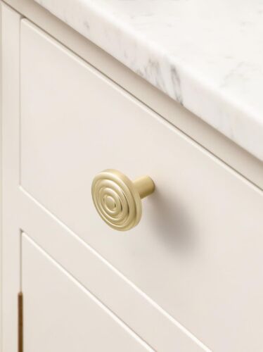 2 Pack Gold Cabinet Knobs Round Brushed Brass Drawer Pulls Circle Bathroom Dr... - Picture 3 of 7