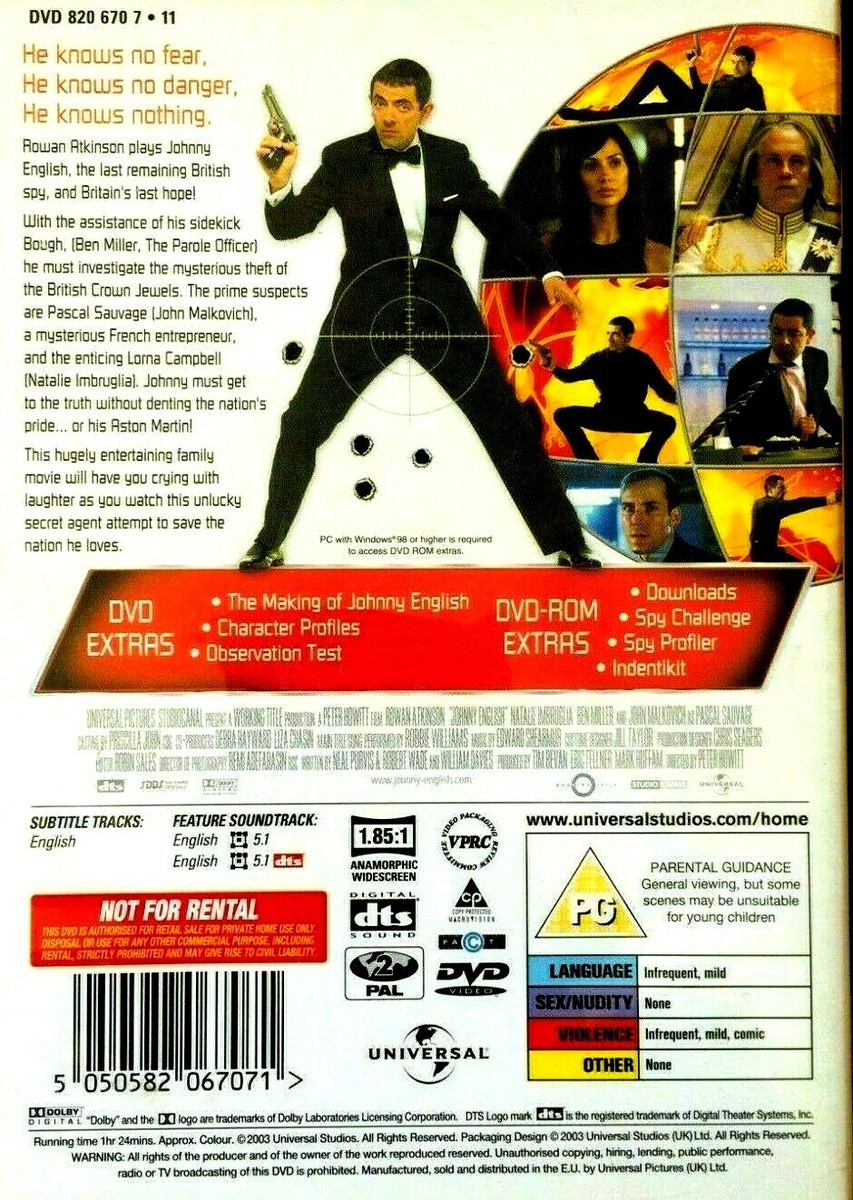 Johnny English (DVD-2003,1-Disc) Region 2. Rowan Atkinson