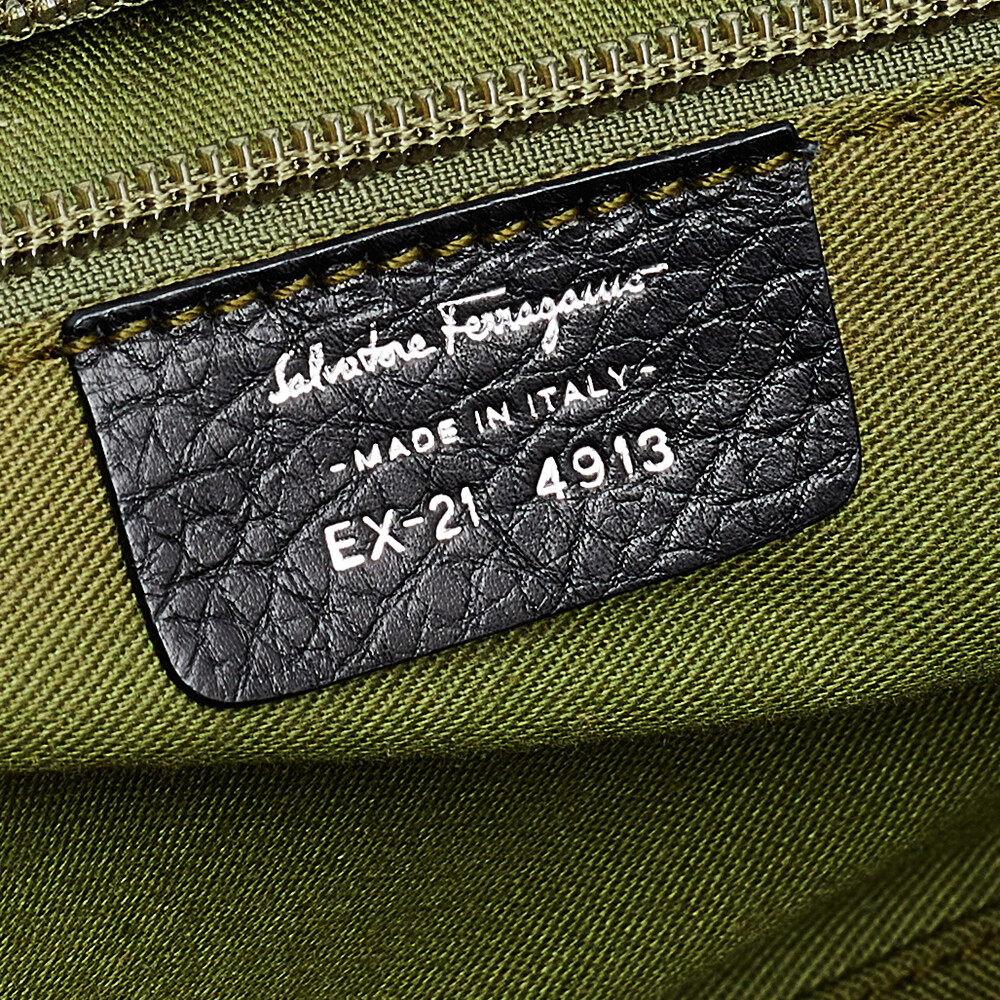 Salvatore Ferragamo Black Gancini Velvet And Leather Salvatore Ferragamo Black Gancini Velvet And Leather
