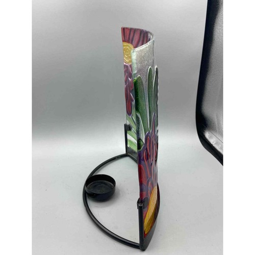 Butterfly Art GLass Votive Candle Holder 9.5 x 10" Multicolor - Picture 4 of 6