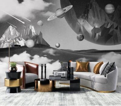 3D Planet Berge M868 Tapete Wandbild Selbstklebend Abnehmbare Aufkleber Romy