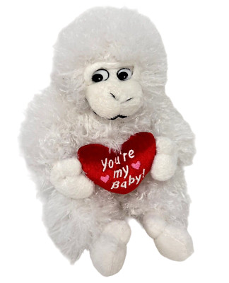 Plush Monkey Gorilla Valentines Love White Ape Chimpanzee Stuffed Animal Toy