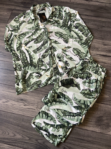 BIBA LEAF PRINT & LOGO PYJAMAS LOUNGEWEAR SET SIZE UK 12 BNWT - 第 1/12 張圖片