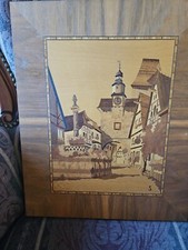 VINTAGE WOOD INLAY/ MARQUETRY PICTURE , CITYSCAPE FROM GERMANY