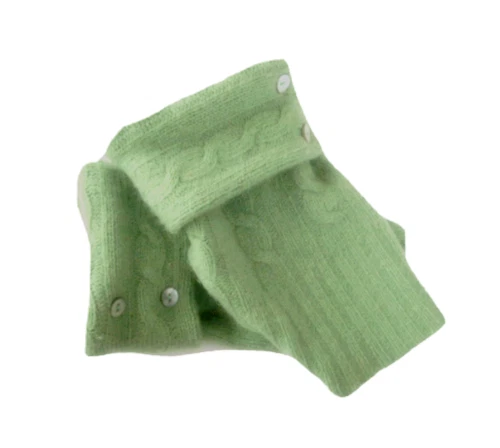 FINGERLESS GLOVES GREEN ANGORA MERINO WOOL L - XL LARGE - EXTRA-LARGE ARM WARMER