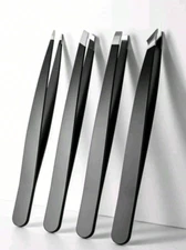 4pcs Stainless Steel Precision Tweezers Set for Eyebrows and Facial Hair-NEW