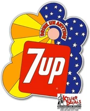 (7UP-2) 6" 7UP 7 UP DRINK UN ANYTIME COOLER POP soda coca cola machine decal  