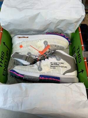 Nike Air Force 1 Mid Off White Mens US 12 Grey Blue Retro Virgil Streetwear Luxe