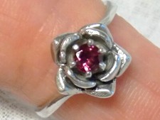 Natural Red Rhodolite Garnet Size 6.5 Ring 925 Sterling Silver Flower USA Made