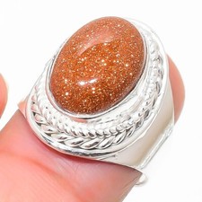 Red Sunstone Gemstone Handmade 925 Sterling Silver Jewelry Ring Size 9 US 