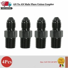 4Pcs Black 1/8 NPT to 3AN Adapter Straight Pipe Thread to 3 AN Flare Fitting