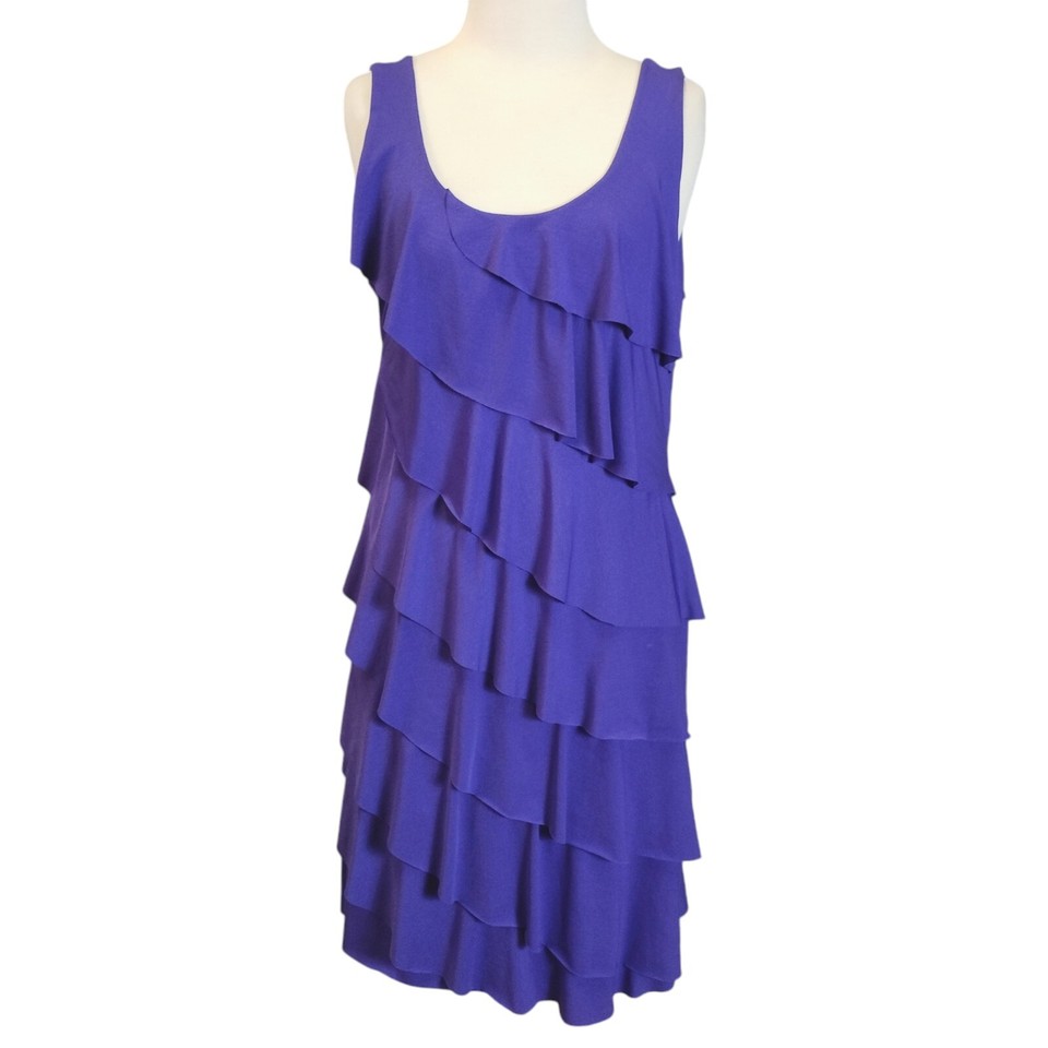 Teaberry Womens Size 10 Purple Sleeveless Layered Shift Dress Round Neckline