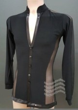 M530 Men Ballroom Latin/Rhythm/ Salsa Competition Dance shirt black S