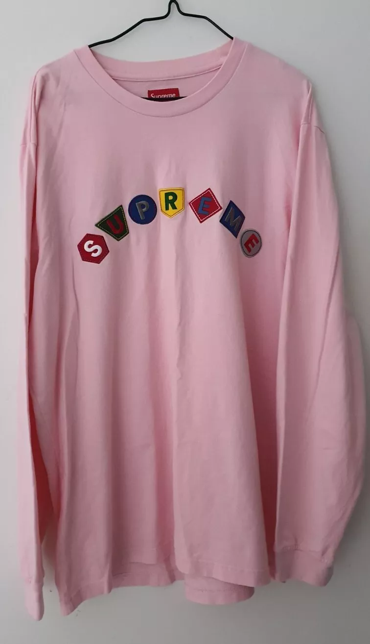 FW21 Supreme Geo Arc L/S Top Pink T Shirt L Groß Langärmeliges
