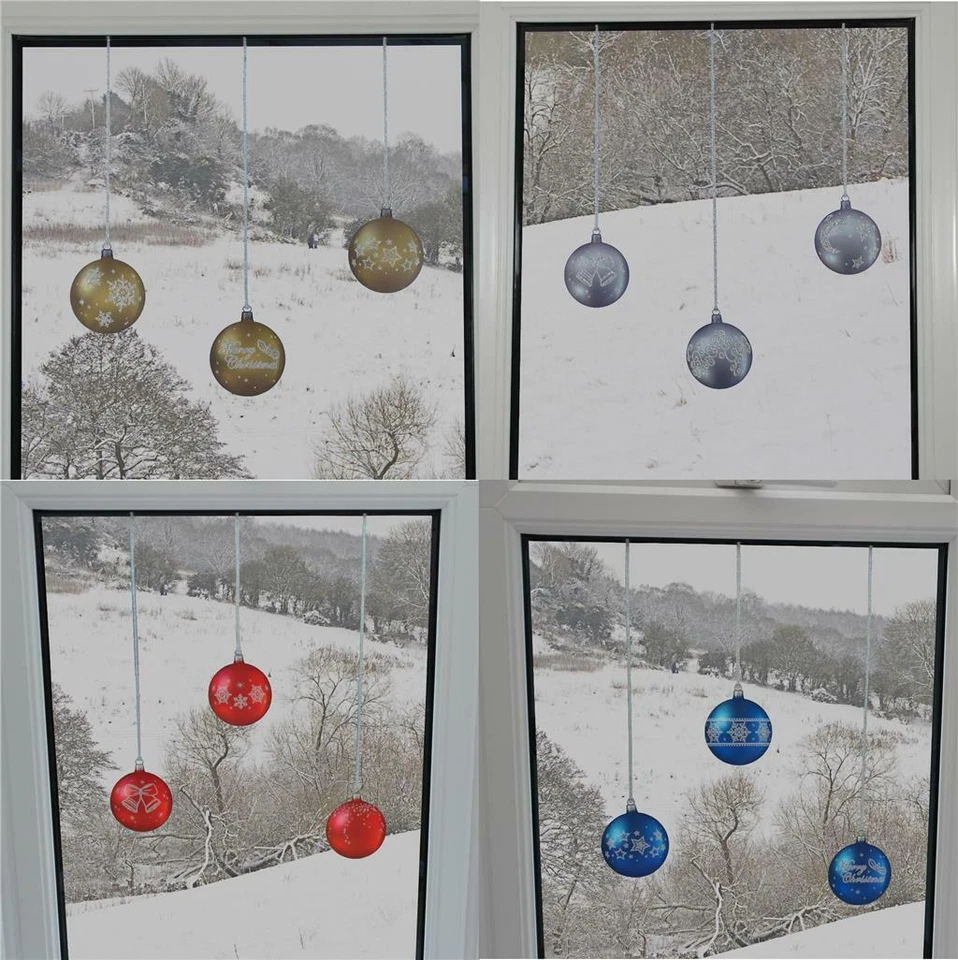 ARTICLINGS Bauble Window Stickers Clings Reusable Christmas Decorations Quick Simple Decal