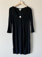Ann Taylor LOFT Black Knit A-Line 3/4 Sleeve Dress Size 4 Babydoll Whimsigoth