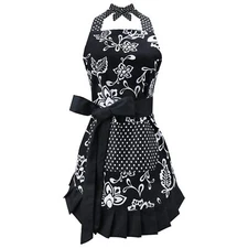 Cotton Aprons for Women with Pockets Extra Long Ties Floral Apron Perfect for...