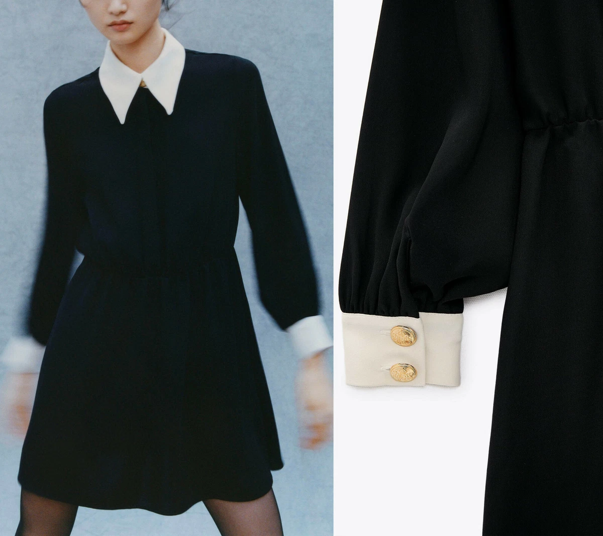 Black Dress White Collar And Cuffs