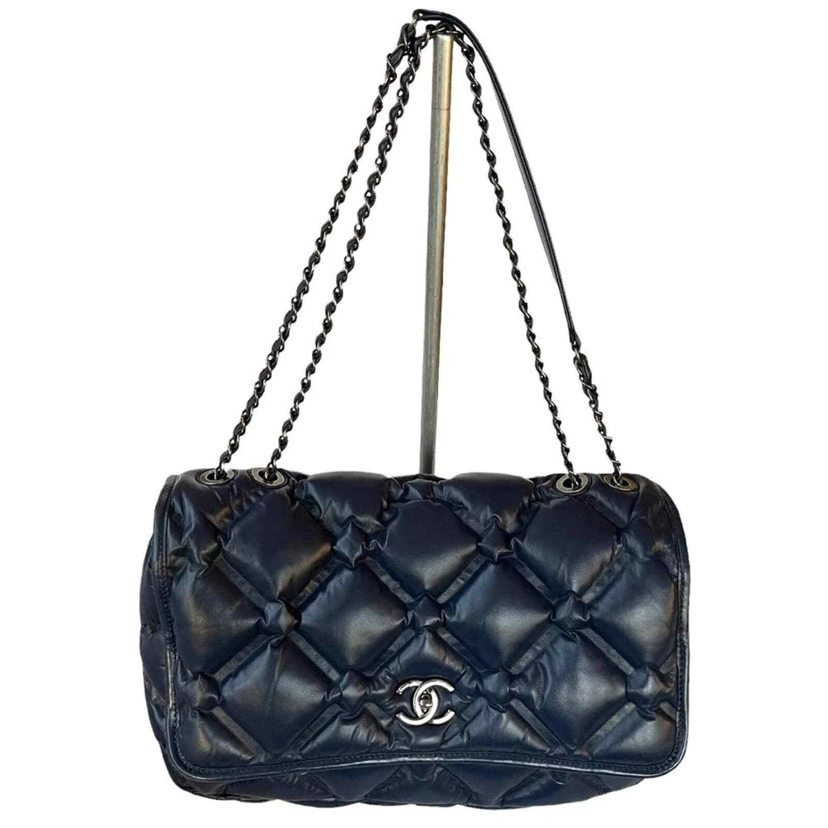 chanel blue quilted handbag