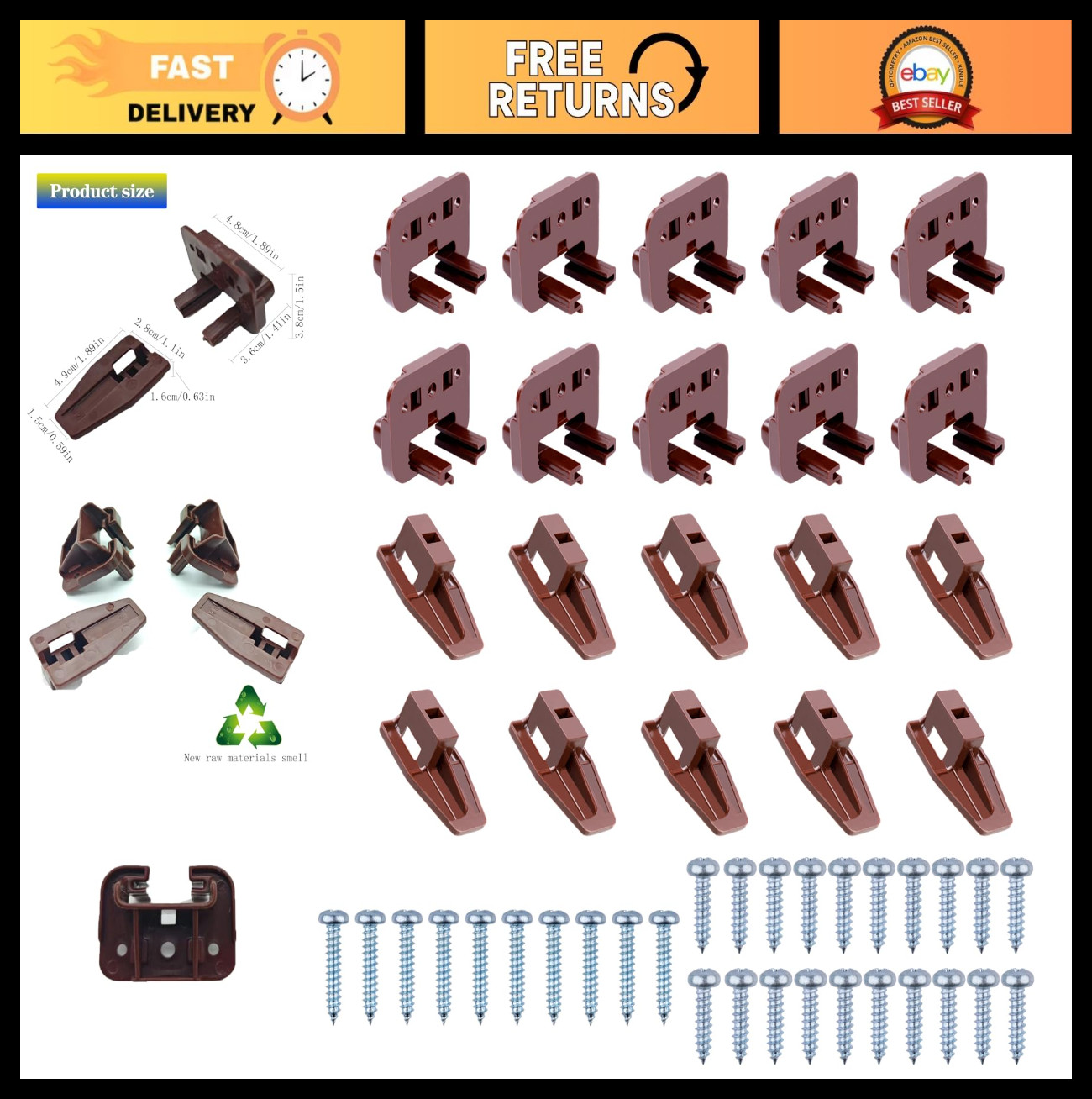 10 Sets Drawer Slide Track Guide Glide Replacement Parts for