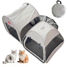 Portable Cat Playpen 2-Room with Tunnel, 3-in-1 Pop-up Cat Dog Crate Play Enc...