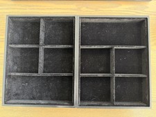 Five Section Black Velvet Jewelry Display Tray - Set of 2