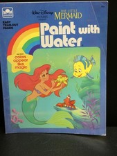 Vintage Walt Disney The Little Mermaid Golden Paint with Water Book Unused 1989