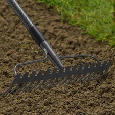 48'' Heavy Duty Garden Rake with Stainless Steel Handle, Metal Head for Loosenin