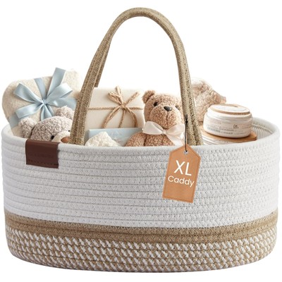 Baby Caddy Organizer, Diaper Caddy Basket, Baskets for Baby Shower Gifts (Spi...