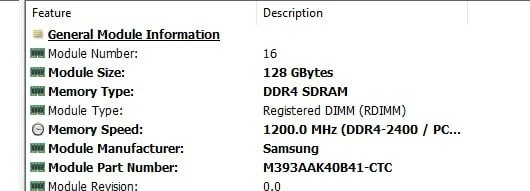1x128GB ECC DDR4 2400 PC4-19200 RDIMM Samsung Server Memory M393AAK40B41-CTC - Image 4 of 4