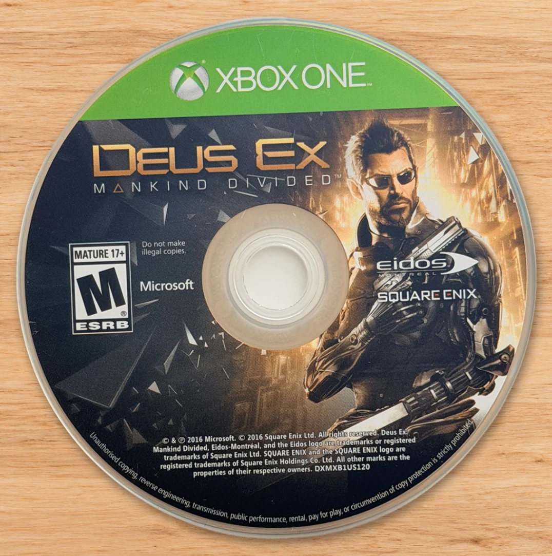 Deus Ex: Mankind Divided Xbox One Video Game Cyberpunk Action Disc Only
