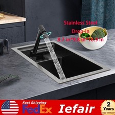 Single Bowl Kitchen Bar Sink Hidden Drop-in Kitchen Sink with Folding Faucet New