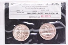 ICGS MS-64! VINTAGE PHOTO CERTIFICATE 1945 WALKING LIBERTY HALF