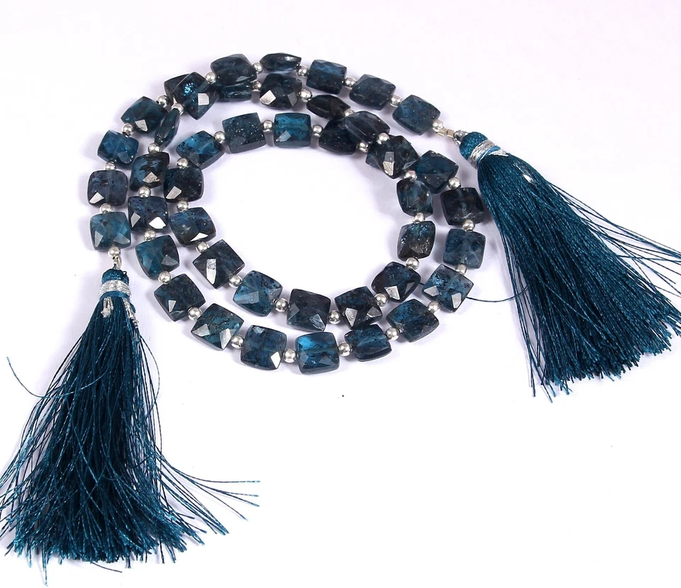 Moss Indigo teal Kyanite Faceted Square Rectangle faceted two side Shape - Image 2 of 2