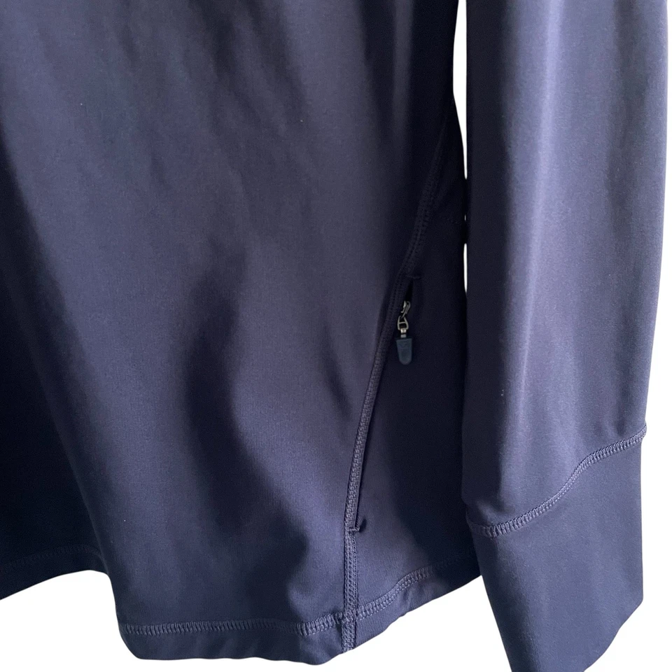 Top pulóver de manga larga con cremallera azul marino GapFit para mujer XL agujeros para los pulgares Foto 3 de 4