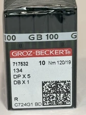GROZ-BECKERT 100 Sewing Machine Needle 717632 134, DP X 5, DB X 1, 10 Nm 120/19