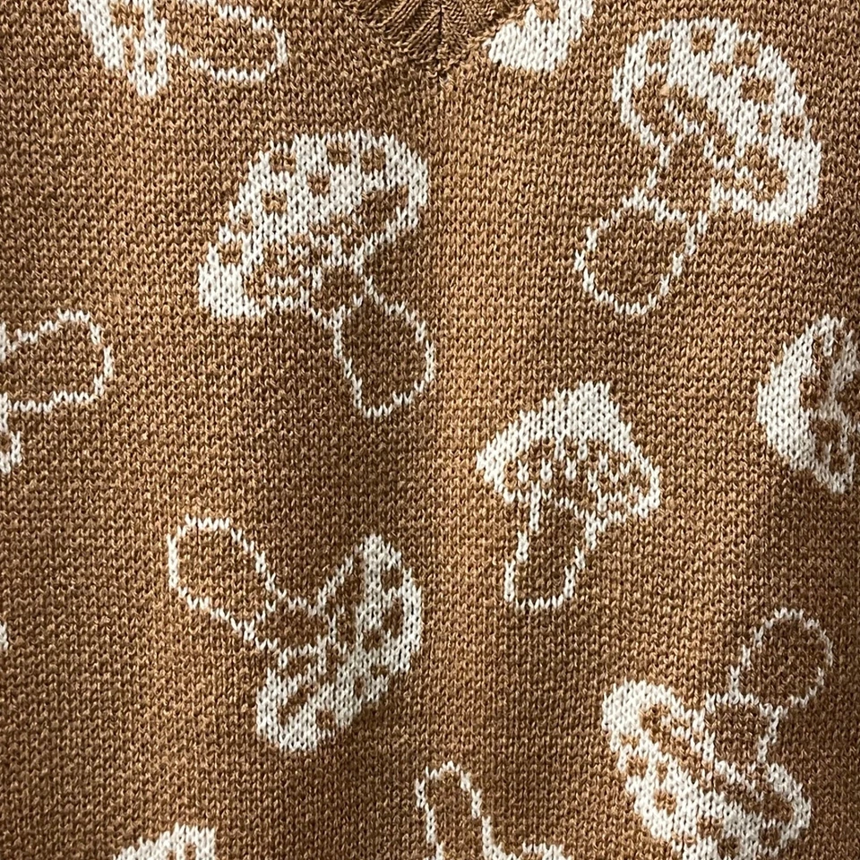 Chaleco Suéter Belle De Jour Para Mujer Mediano Champiñón Retro Bohemio Años 60 Años 70 Foto 4 de 4