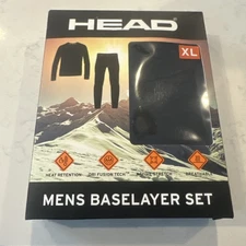 HEAD Baselayer Set Mens XL Black Thermal Underwear Top Bottom Dri Fusion Tech