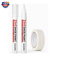 White Shoe Polish Pen 2 Pack for Scuffs, Yellowing, Leather, Rubber, Canvas
