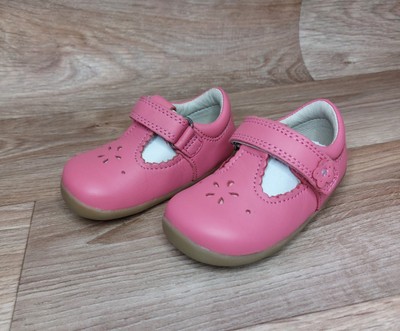 Bobux Coral Reign T-Bar Pink Leather Baby Girl Sandals UK2 EU18 First Steps